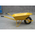 Carrito Wb6400 de la rueda de la carretilla del jardín de la bandeja del metal amarillo